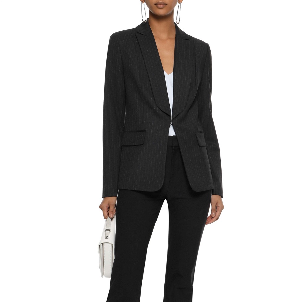 Elie Tahari Lorelei Pinstriped Twill Blazer 12